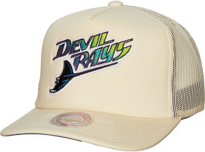 �~�b�`�F��&�l�X ���f�B�[�X �A�N�Z�T���[ �X�q Mitchell & Ness Adultampa Bay Rays White Cooperstown Evergreen Adjustable Trucker Hat �z���C�g