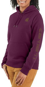 yz J[n[g fB[X p[J[EXEFbg t[fB[ AE^[ Carhartt Women's Clarksburg Graphic Sleeve Hoodie Eggplant