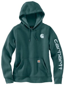 yz J[n[g fB[X p[J[EXEFbg t[fB[ AE^[ Carhartt Women's Clarksburg Graphic Sleeve Hoodie Greenstone
