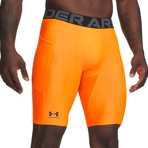 yz A_[A[}[ Y n[tpcEV[c {gX Under Armour Men's HeatGear Long Compression 9" Shorts Blaze Orange/Black