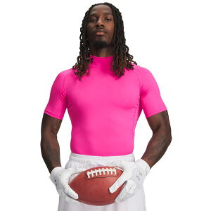 �A���_�[�A�[�}�[ �����Y �g�b�v�X �V���c ���b�N�l�b�N Under Armour Men's HeatGear Mock Neck Short Sleeve Compression Shirt Rebel Pink/Black �u���b�N