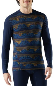 �X�}�[�g�E�[�� �����Y �g�b�v�X �V���c �N���[�l�b�N Smartwool Men's Merino 250 Baselayer Crewneck Shirt Deep Navy Geo Peaks �l�C�r�[