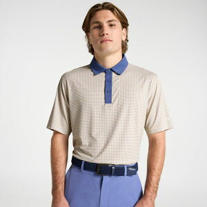 �E�H���^�[�w�[�Q�� �����Y �g�b�v�X �|���V���c �v�����g Walter Hagen Men's Performance 11 Novelty Print Golf Polo Square Geo Almond Oil