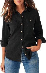 �t�@���e�B ���f�B�[�X �A�E�^�[ �j�b�g�E�Z�[�^�[ �V���c Faherty Women's Legend Sweater Shirt Heathered Black Twill �u���b�N