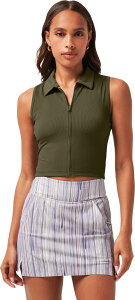 �g���r�X�}�q���[ ���f�B�[�X �g�b�v�X �|���V���c �m�[�X���[�u �j�b�g TravisMathewomen's Midline MoveKnit Sleeveless Golf Polo Grape Leaf �O���[�v