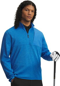 A_[A[}[ Y AE^[ jbgEZ[^[ t[X Under Armour Men's UA Drive SweaterFleece Golf 1/2 Zip Blue Atlantis/Viral Blue u[