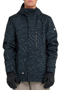 �N�C�b�N�V���o�[ �����Y �A�E�^�[ �W���P�b�g�E�u���]�� �v�����g Quiksilver Men's Mission Print Snowboard Jacket Black �u���b�N