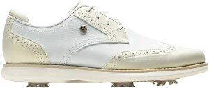 yz tbgWC fB[X Xj[J[ V[Y FootJoy Women's Wing Tip Traditions Spiked Golf Shoes White/White/Gold