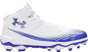 yz A_[A[}[ Y Xj[J[ V[Y Under Armour Men's Spotlight Mid Football Cleats White/Royal