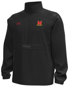 A_[A[}[ Y AE^[ WPbgEu] Under Armour Men's Maryland Terrapins Black 1/2-Zip Woven Anorak Jacket ubN