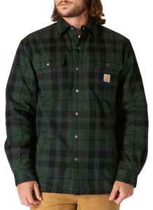 �J�[�n�[�g �����Y �g�b�v�X �V���c �W���P�b�g Carhartt Men's Flannel Sherpa Lined Shirt Jacket Forestry Green �O���[��