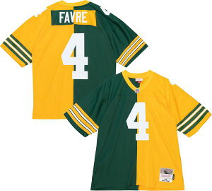 �~�b�`�F��&�l�X �����Y �g�b�v�X �V���c �W���[�W�[ Mitchell & Ness Men's Green Bay Packers Brett Favre #4 1996 Splithrowback Jersey NoColor �O���[��