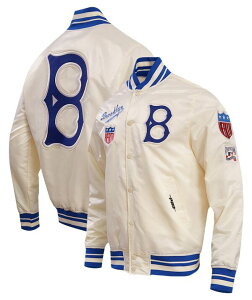 �v���X�^���_�[�h �����Y �A�E�^�[ �W���P�b�g�E�u���]�� �T�e�� Pro Standard Men's Brooklyn Dodgers Cream Retro Rib Satin Jacket NoColor �N���[��