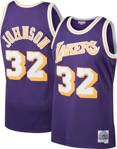 �~�b�`�F��&�l�X �����Y �g�b�v�X �V���c �W���[�W�[ Mitchell & Ness Men's 1984 Los Angeles Lakers Magic Johnson #32 Purple Hardwood Classicswingman Jersey NoColor �p�[�v��