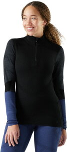 �X�}�[�g�E�[�� ���f�B�[�X �g�b�v�X �V���c �J���[�u���b�N �j�b�g Smartwool Women's Intraknithermal Colorblock 1/4 Zip Black/Charcoal �u���b�N