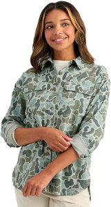 �t�b�N ���f�B�[�X �g�b�v�X �V���c �v�����g HUK Women's Chesapeake KC Printed Flannel Volcanic Ash �A�b�V��