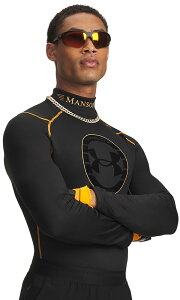 �A���_�[�A�[�}�[ �����Y �g�b�v�X �V���c ���b�N�l�b�N Under Armour x Mansory Men's ColdGear Mock Neck Shirt Black/Squad Orange �u���b�N