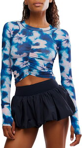 �t���[�s�[�v�� ���f�B�[�X �g�b�v�X �V���c �M���U�[ FP Movement Women's Tempo Ruched Long Sleeve Blue Tie Dye �u���[