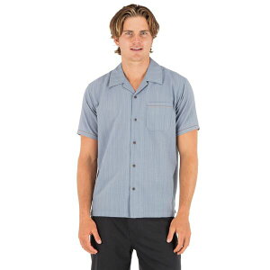 �n�[���[ �����Y �g�b�v�X �V���c Hurley Men's Last Day Camp Short Sleeve Shirt Grey Teal �O���[