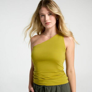 �L�����[ ���f�B�[�X �g�b�v�X �^���N�g�b�v CALIA Women's Twist One Shoulder Supportank Avocado Green �O���[��
