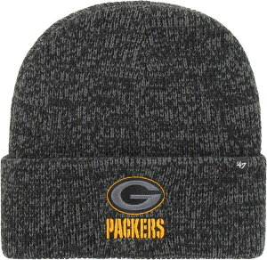 �t�H�[�e�B�[�Z�u�� �����Y �A�N�Z�T���[ �X�q �j�b�g '47 Men's Green Bay Packers Black Brainfreeze Knit Hat NoColor �u���b�N