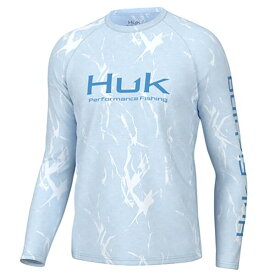 【送料無料】 フック メンズ Tシャツ トップス HUK Men's Kelp Wash Pursuit Long Sleeve T-Shirt Crystal Blue Hthr