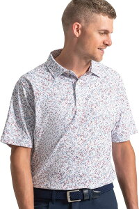 �t�b�g�W���C �����Y �g�b�v�X �|���V���c �t�����[�� �v�����g �t�����[ FootJoy Men's Watercolor Floral Print Performance Golf Polo White/Blue/Nantucket Red �z���C�g