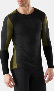 �X�}�[�g�E�[�� �����Y �g�b�v�X T�V���c �N���[�l�b�N �J���[�u���b�N �j�b�g Smartwool Men's Intraknithermal Merino Base Layer Colorblock Crew Neck T-Shirt Winter Moss/Charcoal �`���R�[��