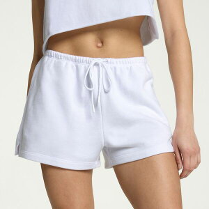 DSG ���f�B�[�X �{�g���X �J�W���A���p���c �p�C�� �t���[�X DSG Women's Classic Fleece Lightweighterry Short Pure White �z���C�g