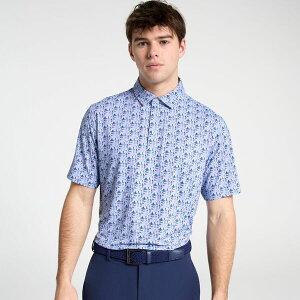 �E�H���^�[�w�[�Q�� �����Y �g�b�v�X �|���V���c �v�����g Walter Hagen Men's Performance 11 Novelty Print Golf Polo American Icons Clear Blue �u���[