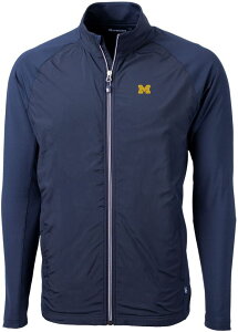 �J�b�^�[�A���h�o�b�N �����Y �A�E�^�[ �W���P�b�g�E�u���]�� �j�b�g Cutter & Buck Men's Michigan Wolverines Navy Blue Adapt Eco Knit Stretch Full-Zip Jacket NoColor �l�C�r�[
