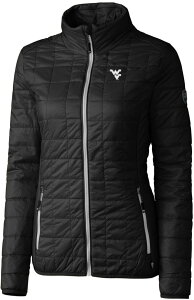 �J�b�^�[�A���h�o�b�N ���f�B�[�X �A�E�^�[ �W���P�b�g�E�u���]�� Cutter & Buck Women's West Virginia Mountaineers Black Rainier PrimaLoft Eco Full-Zip Jacket NoColor �u���b�N