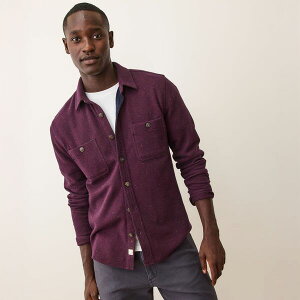 �}���[�� ���C���[ �����Y �g�b�v�X �V���c Marine Layer Men's Pacifica Stretch Shirt Burgundy Neps �o�[�K���f�B