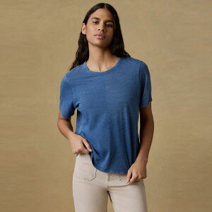 �t�@���e�B ���f�B�[�X �g�b�v�X �V���c �R�b�g�� Faherty Women'sunwashed Regenerative Cotton Essential Tee Medium Indigo Wash �C���f�B�S
