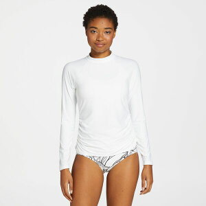 �L�����[ ���f�B�[�X ���� �g�b�v�̂� CALIA Women's Long Sleeve Swim Rashguard Pure White �z���C�g