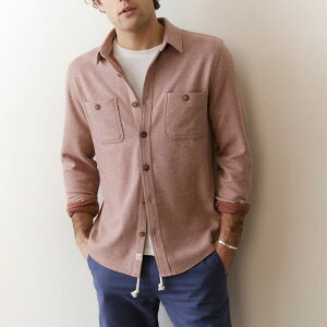 �}���[�� ���C���[ �����Y �g�b�v�X �V���c Marine Layer Men's Pacifica Twill Overshirt Faded Red ���b�h