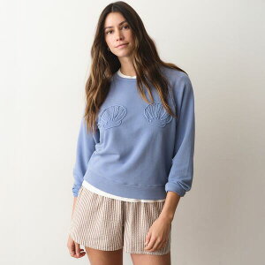 �}���[�� ���C���[ ���f�B�[�X �A�E�^�[ �p�[�J�[�E�X�E�F�b�g �p�C�� �V���c Marine Layer Women's Cloud 9 Terry Sweatshirt Granada Sky