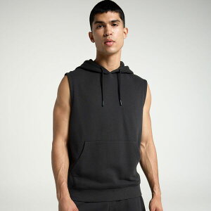 DSG �����Y �A�E�^�[ �p�[�J�[�E�X�E�F�b�g �m�[�X���[�u �t���[�X DSG Men's Lightweight Classic Fleece Sleeveless Hoodie Pure Black �u���b�N