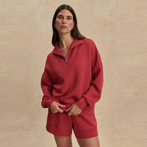 �o�[���C ���f�B�[�X �A�E�^�[ �p�[�J�[�E�X�E�F�b�g �V���c Varley Women's Hawley 1/2 Zip Sweatshirt Rich Raspberry