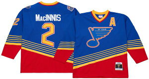 �y���������z �~�b�`�F��&�l�X �����Y �V���c �g�b�v�X Mitchell & Ness Men's St. Louis Blues Al MacInnis #2 Blue Vintage Power Play Jersey NoColor