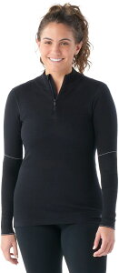 �X�}�[�g�E�[�� ���f�B�[�X �g�b�v�X �V���c �j�b�g Smartwool Women's Intraknithermal Max Merino Base Layer 1/4 Zip Black �u���b�N