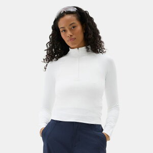 �n�[�t�f�C�Y ���f�B�[�X �g�b�v�X �V���c Halfdays Women's Julie Rib 1/4 Zip Top White/Lunarock �z���C�g