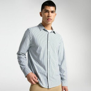 ���@�[�X�g �����Y �g�b�v�X �V���c VRST Men's Limitless Elite Long Sleeve Button Up Triple Green Stripe �O���[��
