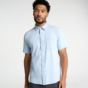 ���@�[�X�g �����Y �g�b�v�X �V���c VRST Men's Limitless Pique Short Sleeve Button Up Shirt Light Blue �u���[