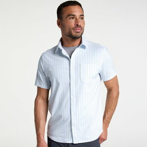 ���@�[�X�g �����Y �g�b�v�X �V���c VRST Men's Limitless Pique Short Sleeve Button Up Shirt Pure White Light Blue �z���C�g