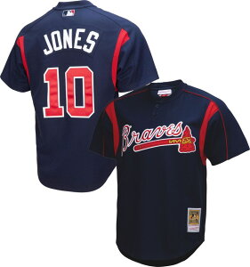 �~�b�`�F��&�l�X �����Y �g�b�v�X �V���c ���b�V�� �W���[�W�[ Mitchell & Ness Men's Chipper Jones #10 Navy Cooperstown Alternate Mesh Batting Practice Jersey NoColor �l�C�r�[
