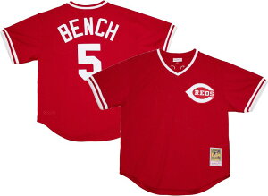 �~�b�`�F��&�l�X �����Y �g�b�v�X �V���c ���b�V�� �W���[�W�[ Mitchell & Ness Men's Johnny Bench #5 Red Cooperstown Alternate Mesh Batting Practice Jersey NoColor ���b�h