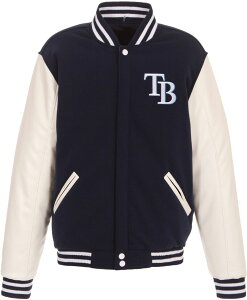 JH �f�U�C�� �����Y �A�E�^�[ �W���P�b�g�E�u���]�� JH Design Men's Tampa Bay Rays Navy Reversible Varsity Jacket NoColor �l�C�r�[