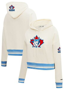 �v���X�^���_�[�h ���f�B�[�X �A�E�^�[ �p�[�J�[�E�X�E�F�b�g �N���b�v�h Pro Standard Women's Toronto Blue Jays Cream Cropped Pull Over Hoodie NoColor �N���[��