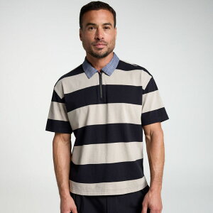 ���@�[�X�g �����Y �g�b�v�X �|���V���c �W���[�W�[ VRST Men's Limitless Jersey Zipolo Pure Black Rugby Stripe �u���b�N